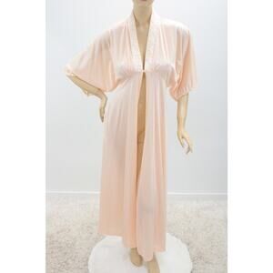 Vintage Long Peignoir Robe Medium House Coat Dressing Gown Nylon USA